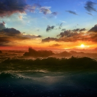 Sunset on a Stormy Sea