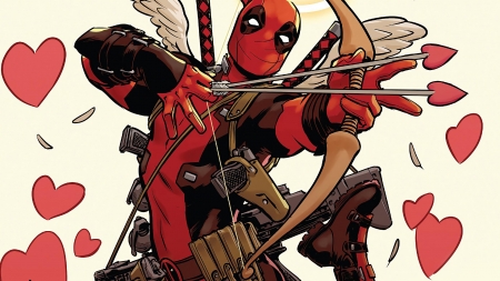 Deadpool - illustration, comics, hearts, deadpool, marvel comics