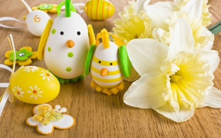 Happy Easter - eggs, flowers, Easter, painted