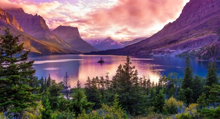 Lake at sunset