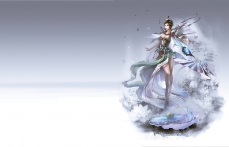 Fantasy girl - game, fantasy, white, girl, luminos