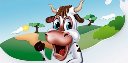 Cow - cow, animal, funny, digital art studio, green, cute