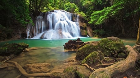 Waterfall - water, waterfall, tree, beautiful