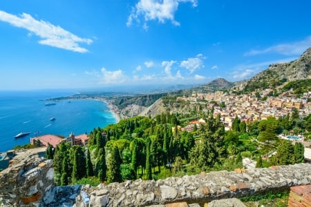 Taormina, Italy - cityscapes, oceans, nature, italy, photography, sea, coast