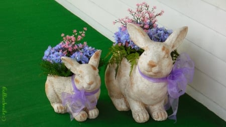 Easter Bunny Planters :D - easter, rabbit, bunnies, ho1iday, flowers, rabbits, planters, bunny