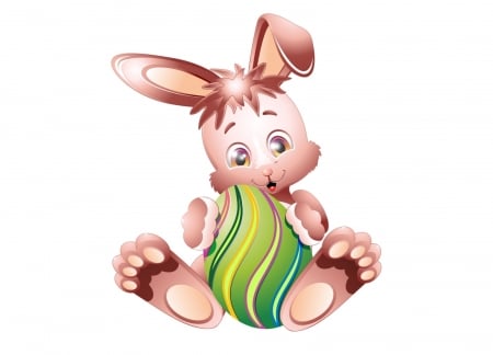 Happy Easter! - easter, rabbit, white, green, vector, egg, card, bunny