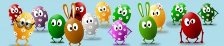 Easter eggs - easter, rainbow, funny, ears, egg, bunny, colorful