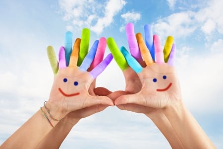 Happy Children's Day! - colorful, smile, hand, rainbow, children, card, day, happy