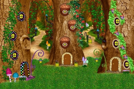 FANTASY TREE HOUSES - fairy, fantasy, trees, hidden