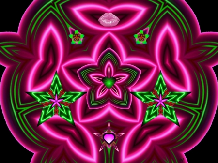 Pink and Green - fractal, abstract, collage, 3d, eye candy