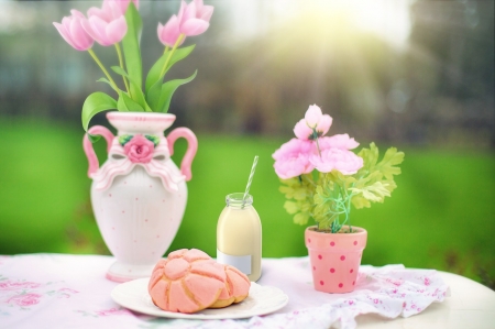 â™¥ - flowers, spring, snack, pink