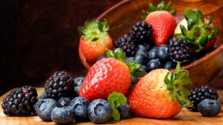 berries delight - strawberry, blueberry, bowl, blackberry