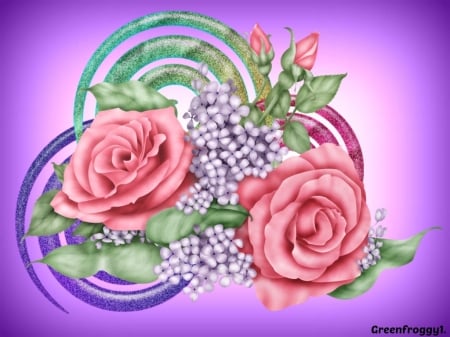 ROSES AND LILACS - flowers, image, roses, lilacs