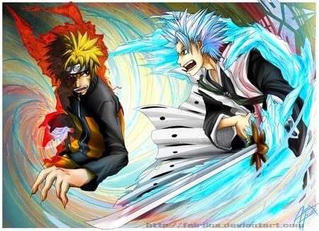 naruto vs toushiro - khai, bleach, naruto