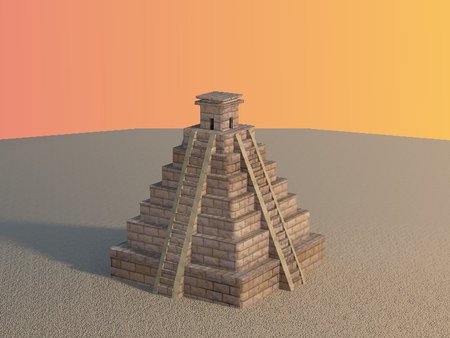 Mayan temple - mayan, ancient, desert, pyramid, model, temple, maya, 3d