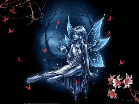 wallpaper 16319 jpg - fairy, flowers, blue, pink