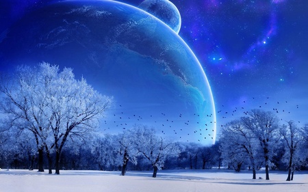 3rd World Winter - sphere, blue, snow, breezing