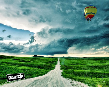 One Way - nature, ballon, clouds, one way