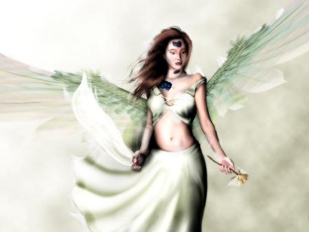 The White ANgel - white, winged, angel, clouds, wings