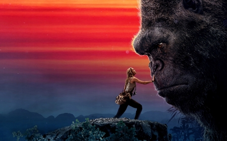 kong skull island - skull, island, girl, kong