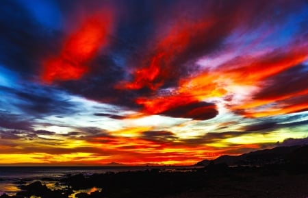 colorful sky - cool, fun, beach, sunset, ocean, nature