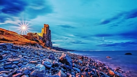 Castle in Italy - ancient, old, mountains, rocks, sun, castle