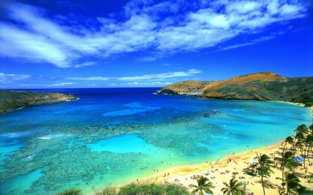 Sea Beach - nature, sky, beach, clouds, mountains, sea