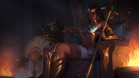 Nidalee - nidalee, game, league of legends, girl, lo, fantays, cat, pharaoh, egypt, bastet