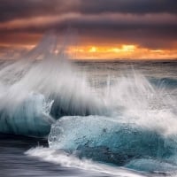 Crashing Waves at Sunset