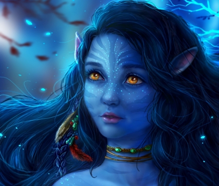 Fantasy girl - face, portrait, girl, eyes, blue, avatar, fantasy, kalisami, luminos