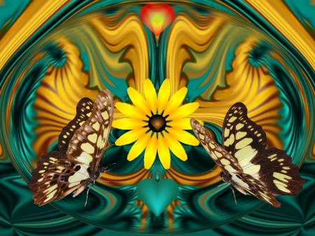 Butterfly - abstract, eye candy, collage, 3d, fractal