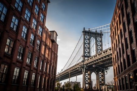 Manhattan Bridge - manhattan bridge, nyc, ny, lower manhattan, new york city, america, suspension bridge, usa, us, bridge