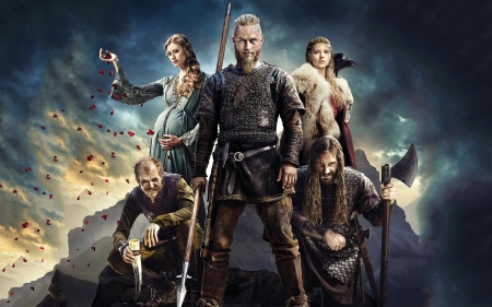 Vikings (TV Series 2013– ) - actor, people, poster, gustaf skarsgard, tv series, clive standen, actress, kathryn winnick, travis fimmel, vikings