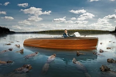 Troubles - water, summer, boat, creative, man, fantasy, funny, situation, dan escobar