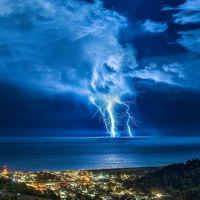 Lightning Striking In The Ocean