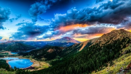 Lake Mountains - nature, lake, landscape, sunset, mountains