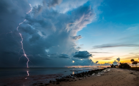 Clouds and Lightning over the Ocean