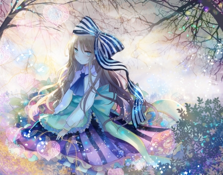 Lolita Fashion - kazu, girl, bow, pink, blue, lolita fashion, anime, manga