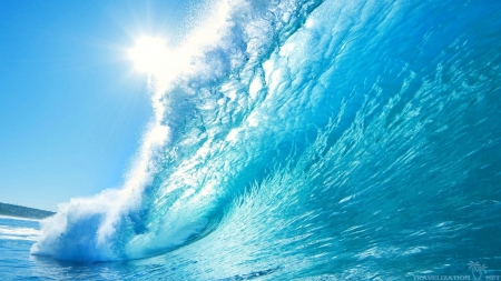 blue wave - nature, blue, water, summer, wave