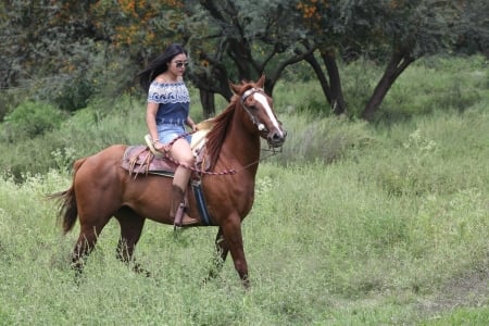 The Trail West. . - style, girls, western, women, models, ranch, outdoors, horses, brunettes, cowgirl, fun, female, boots, fashion