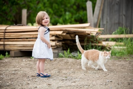 little girl - dainty, pretty, pink, pure, child, fair, face, nice, bonny, kid, childhood, beauty, baby, Hair, Belle, comely, white, green, cute, wallpaper, people, blonde, DesktopNexus, sightly, beautiful, photography, girl, lovely, sweet, tree, cat, little, adorable