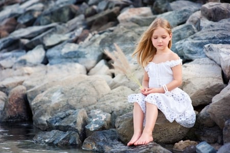 little girl - princess, people, hair, belle, sightly, white, face, childhood, fair, rock, little, bonny, adorable, wallpaper, child, set, nature, beautiful, pink, sweet, feet, nice, beauty, photography, pretty, baby, cute, kid, dainty, girl, lovely, pure, comely, desktopnexus, blonde