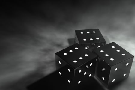 Dice - abstract, black, white, dice, trio