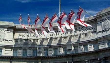 I shall be away from DN until May 15. Eye Surgery - white ensign flags, poles, windowsflags, stone building