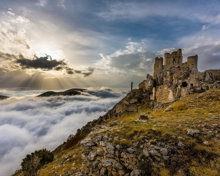 Ruins Castle - clouds, nature, landscape, stones, castle, ruins