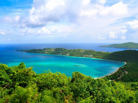 Magens Bay - forest, water, landscape, bay, sky, clouds, island, trees, nature, green