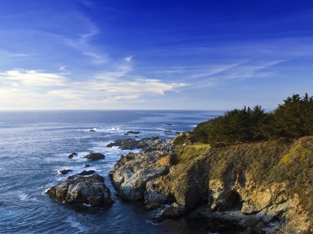 California Coast - nature, sky, ocean, landscape, clouds, blue, seascape, rocks