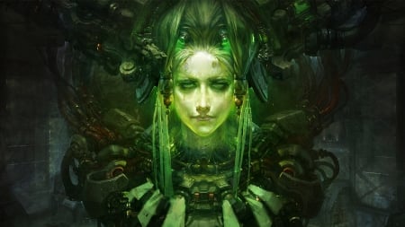 Gothic serving wench - green, abstract, gothic, 3d