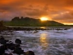 Sunset on Seacoast,Kauai Hawaii