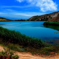 Blue Summer Sky Above the Lake